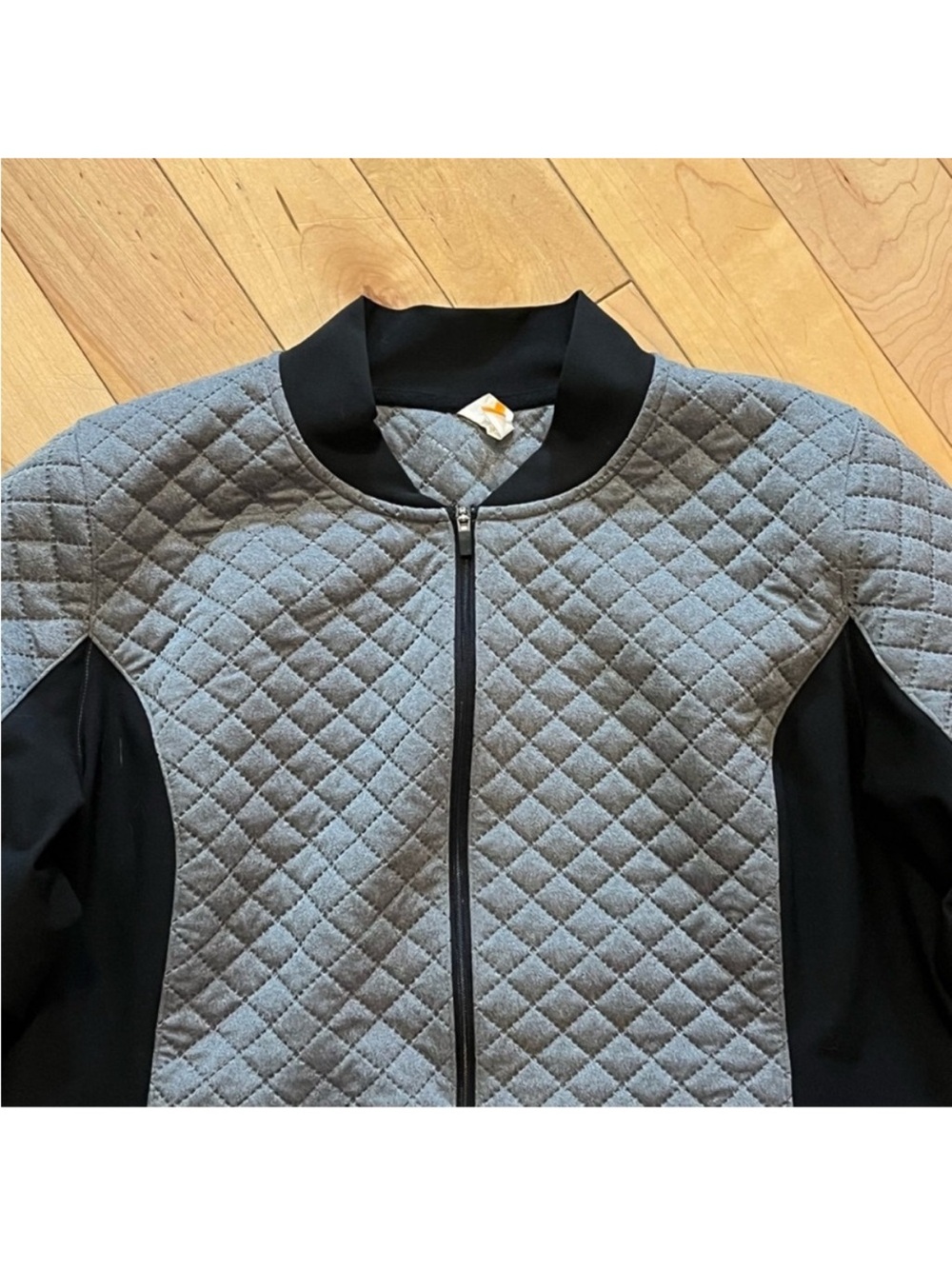 Lucy Gray and Black Quilted Athletic Jacket size medium zip front - Picture 3 of 9